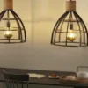 Pendelleuche, 2-flammig, schwarz/holzfarben