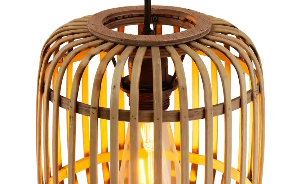 Pendelleuchte 3-flammig, Bambusschirm Woven