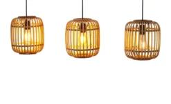 Pendelleuchte 3-flammig, Bambusschirm Woven