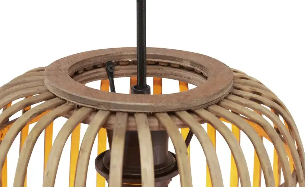 Pendelleuchte, 1-flammig, Holzlamellen Woven