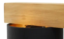 Pendelleuchte, 4-flammig, Holz/ Stoffschirm schwarz/goldfarben
