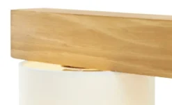 Pendelleuchte, 4-flammig, Holz/ Stoffschirm weiß