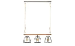 Pendelleuchte, 3-flammig, Metall / Holz schwarz Frame