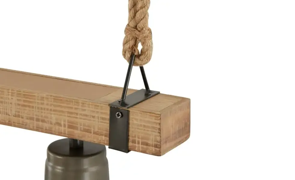 Pendelleuchte, 3-flammig, schwarz/Holz mit Tau Max