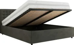Polsterbett 140x200 Grau mit Bettkasten Pavo Classic