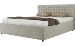 Polsterbett 140x200 Hellgrau mit Bettkasten Pavo Classic