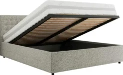 Polsterbett 140x200 Hellgrau mit Bettkasten Pavo Classic