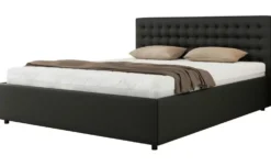 Polsterbett 140x200 Schwarz mit Bettkasten Pavo Classic