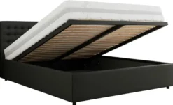 Polsterbett 140x200 Schwarz mit Bettkasten Pavo Classic