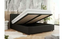 Polsterbett 140x200 Schwarz mit Bettkasten Pavo Classic