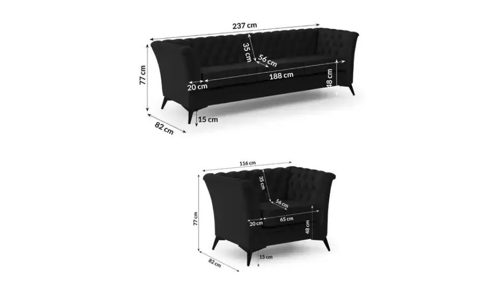 S-STYLE Chesterfield Polstergarnitur 3+1 Wilhelm