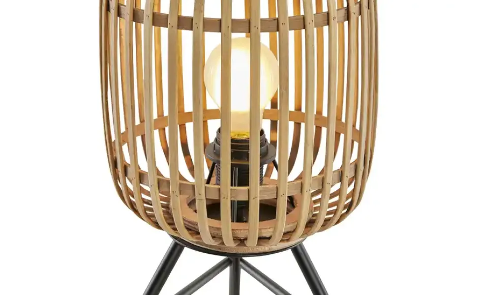 Tischleuchte, 1-flammig, Bambusschirm Woven