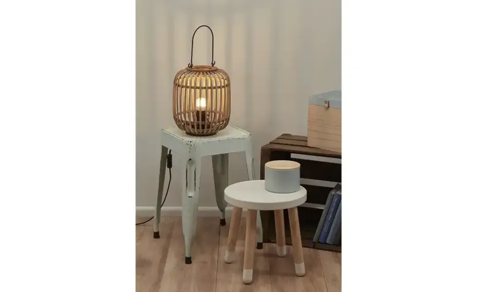 Tischleuchte, 1-flammig, Holzlamellen Woven