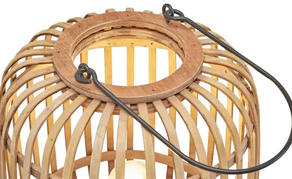 Tischleuchte, 1-flammig, Holzlamellen Woven