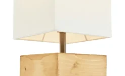 Tischleuchte, 1-flammig, Holz/ Stoffschirm weiß