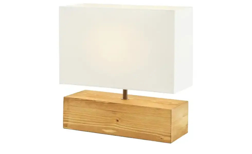 Tischleuchte, 1-flammig, Holz/ Stoffschirm weiß
