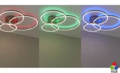Trio LED Deckenleuchte, Nickel 3 Ringe