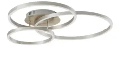 Trio LED Deckenleuchte, Nickel 3 Ringe