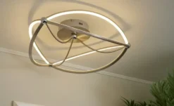 Trio LED-Deckenleuchte, Nickel-matt, geschwungen Charivari