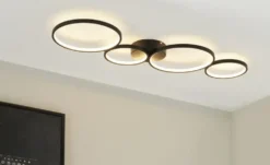 Trio LED-Deckenleuchte, schwarz `Ringe´ Rondo