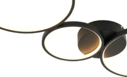 Trio LED-Deckenleuchte, schwarz `Ringe´ Rondo