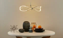 Trio LED-Pendelleuchte Nickel-matt geschwungen Charivari