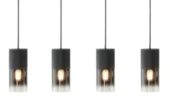 Trio Pendelleuchte, 4-flammig, Rauchglas schwarz