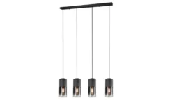 Trio Pendelleuchte, 4-flammig, Rauchglas schwarz