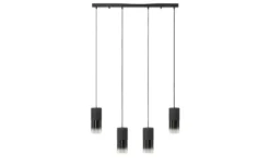 Trio Pendelleuchte, 4-flammig, Rauchglas schwarz
