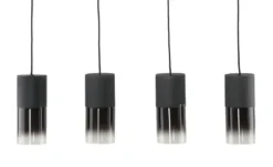 Trio Pendelleuchte, 4-flammig, Rauchglas schwarz