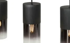 Trio Pendelleuchte, 4-flammig, Rauchglas schwarz