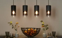 Trio Pendelleuchte, 4-flammig, Rauchglas schwarz