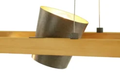 Trio Pendelleuchte, 4-flammig, Nickel antik mit Pinienholz Bell