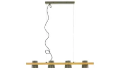 Trio Pendelleuchte, 4-flammig, Nickel antik mit Pinienholz Bell