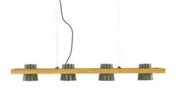 Trio Pendelleuchte, 4-flammig, Nickel antik mit Pinienholz Bell