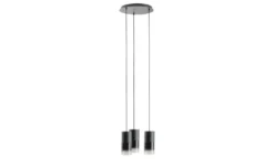 Trio Pendelleuchte, 3-flammig, Rauchglas schwarz