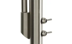 Trio Stehleuchte, 2-flammig, nickel matt, Stoffschirm grau