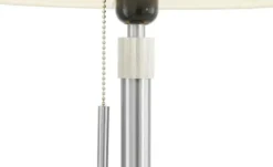 Trio Tischleuchte, 1-flammig, Nickel-matt, Stoffschirm weiß