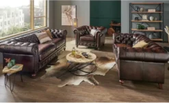 uno Ledersofa im Vintagelook Chesterfield