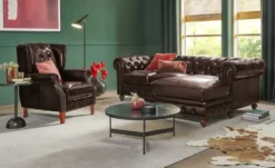 uno Relaxsessel aus Echtleder Chesterfield