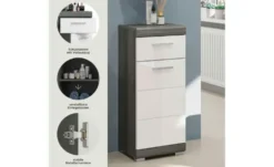 Unterschrank SCHLOONSEE, Breite 37cm, 1 Tür, 1 Schubkasten, 2 Fächer, MDF-Front in verschiedenen Farben erhältlich, Badmöbel, Badschrank, Kommode, Bad Schloonsee