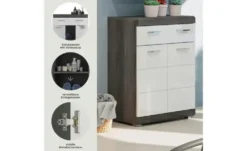 Unterschrank SCHLOONSEE, Breite 74cm, 2 Tür, 1 Schubkasten, 2 Fächer, MDF-Front in verschiedenen Farben erhältlich, Badmöbel, Badschrank, Kommode, Bad Schloonsee