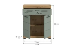 Unterschrank SCHLOONSEE, Breite 74cm, 2 Tür, 1 Schubkasten, 2 Fächer, MDF-Front in verschiedenen Farben erhältlich, Badmöbel, Badschrank, Kommode, Bad Schloonsee