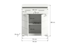 Unterschrank SCHLOONSEE, Breite 74cm, 2 Tür, 1 Schubkasten, 2 Fächer, MDF-Front in verschiedenen Farben erhältlich, Badmöbel, Badschrank, Kommode, Bad Schloonsee