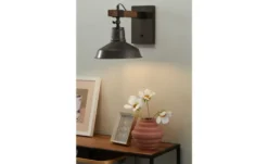 Wandleuchte, 1-flammig, schwarz/holz Max