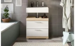Waschbeckenunterschrank SCHLOONSEE, Breite 60cm, 2 Schubkästen, mit Siphonausschnitt, MDF-Front, in verschiedenen Farben erhältlich, Badmöbel, Badschrank, Kommode, Bad Schloonsee