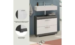 Waschbeckenunterschrank SCHLOONSEE, Breite 60cm, 2 Schubkästen, mit Siphonausschnitt, MDF-Front, in verschiedenen Farben erhältlich, Badmöbel, Badschrank, Kommode, Bad Schloonsee