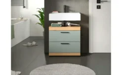 Waschbeckenunterschrank SCHLOONSEE, Breite 60cm, 2 Schubkästen, mit Siphonausschnitt, MDF-Front, in verschiedenen Farben erhältlich, Badmöbel, Badschrank, Kommode, Bad Schloonsee
