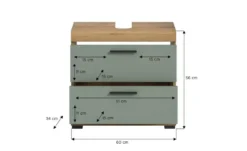 Waschbeckenunterschrank SCHLOONSEE, Breite 60cm, 2 Schubkästen, mit Siphonausschnitt, MDF-Front, in verschiedenen Farben erhältlich, Badmöbel, Badschrank, Kommode, Bad Schloonsee