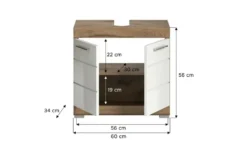 Waschbeckenunterschrank WALDSEE, Breite 60cm, 2 Tür, 2 Fächer, mit Siphonausschnitt, MDF-Front, in verschiedenen Farben erhältlich, Badmöbel, Badschrank, Kommode, Bad Waldsee